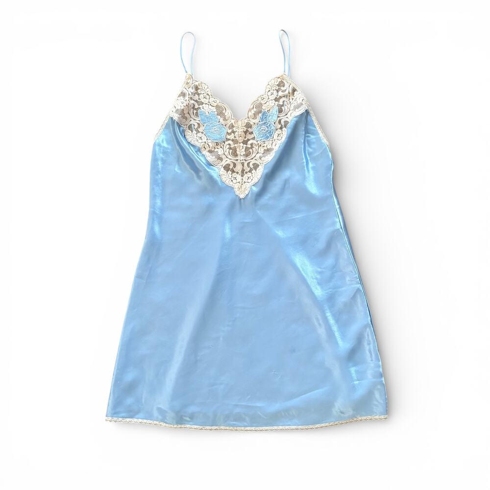 Vintage Wendy Ann Lingerie Slip Dress Light Blue - Medium